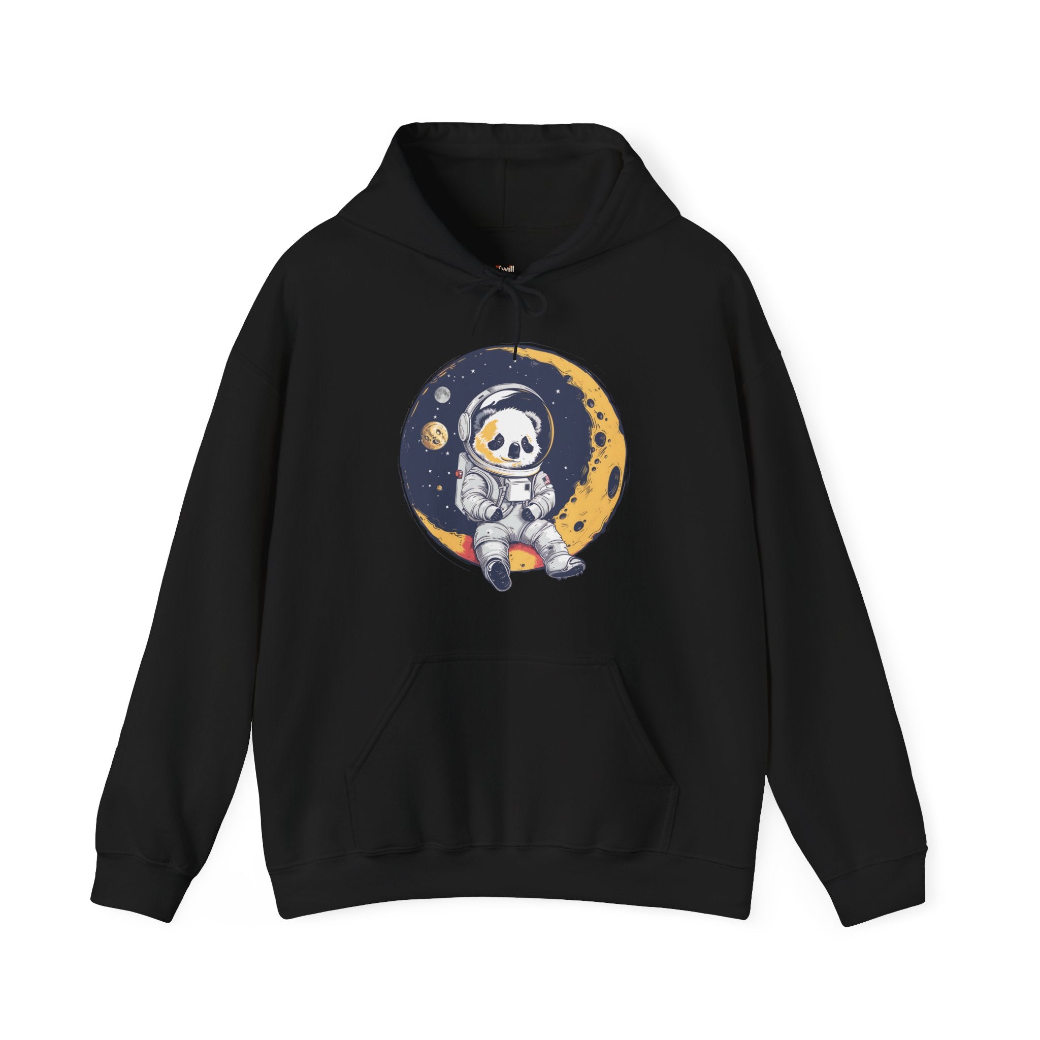 Nasa Space Panda Adventure Hoodie | Black Twill Tees